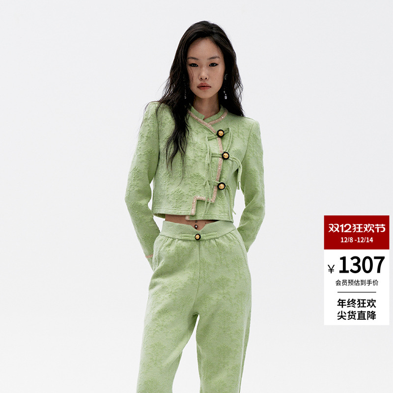 小香风中式盘扣显瘦针织上衣外套