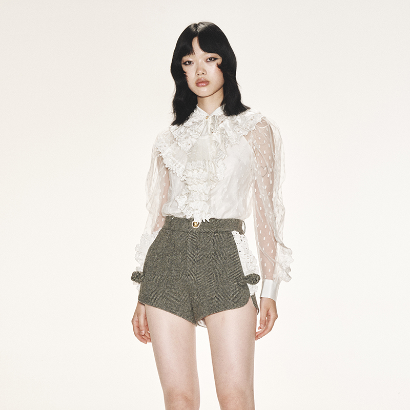 LEFAME宫廷风蕾丝上衣