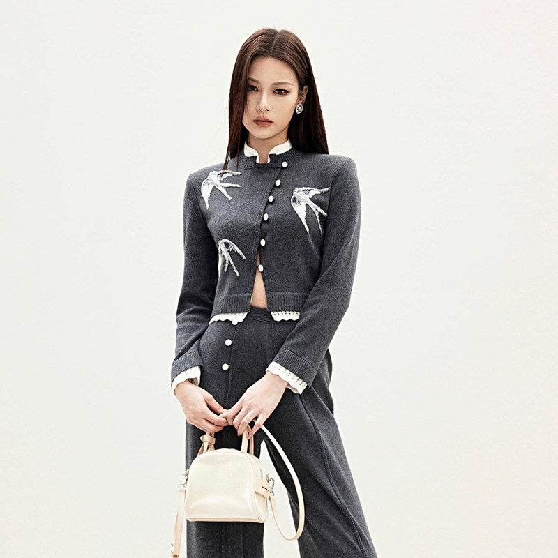 lefame拉飞姆时尚百搭长袖针织开衫短上衣女显瘦百搭气质外套女装图片