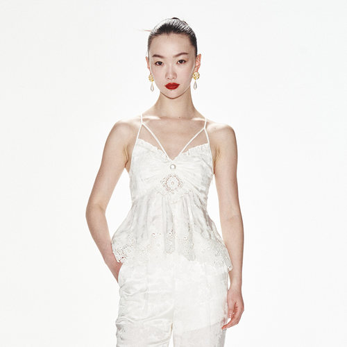 真丝提花lefame细吊带吊带上衣