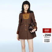 经典 lefame拉飞姆2025秋冬新款 复古摩登时尚 撞色千鸟格长外套大衣