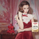 洛可可宫廷风丝绒红色连衣裙 lefame拉飞姆春季 Angelababy同款