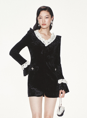 lefame拉飞姆荷叶边民俗摩登显瘦修身连衣裙