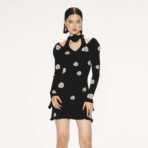 lefame华丽优雅毛织连衣裙