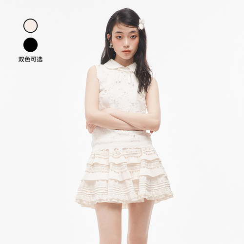 新款时尚绣花针织上衣女