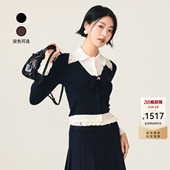 新款 lefame拉飞姆2025冬季 撞色拼接针织上衣女显瘦 王子璇同款