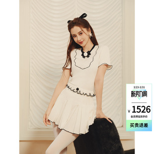 撞色边绣花短裤 新款 lefame拉飞姆2026夏季 裙裤 Angelababy同款