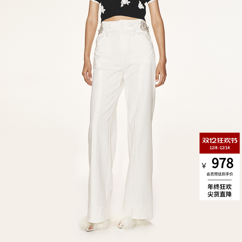 lefame拉飞姆2025秋季直筒裤显瘦阔腿裤白色牛仔长裤女水洗牛仔裤