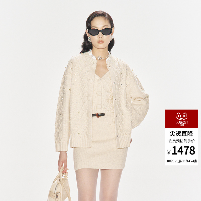 LEFAME外套菱格纹针织外套