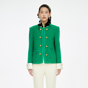 呢外 都市花边极简无领箱型中长款 lefame拉飞姆冬季 新款