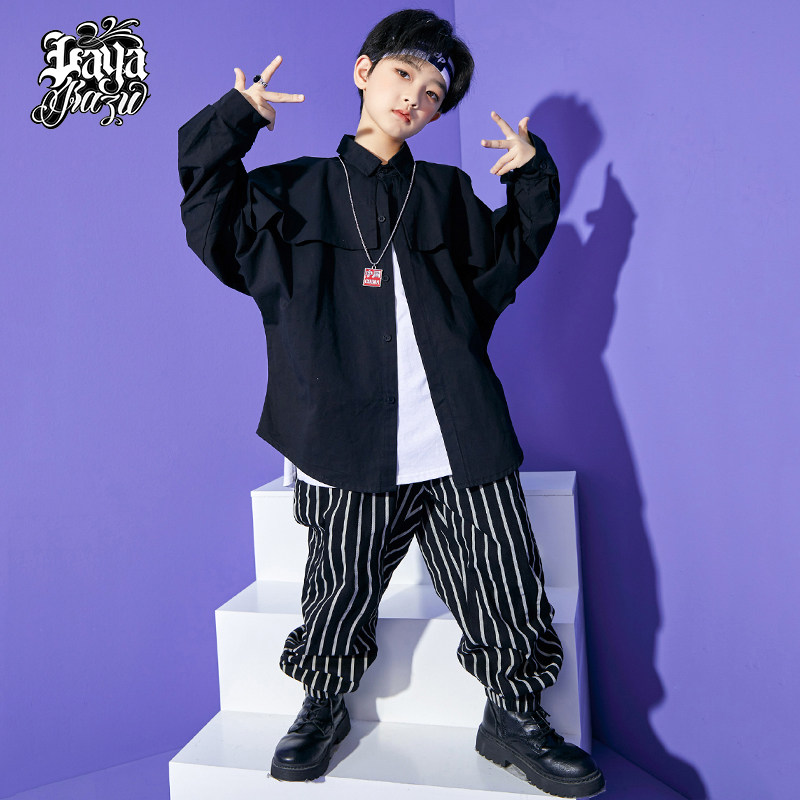 元旦嘻哈hiphop爵士舞女童演出服炸男孩童装街舞儿童潮服套装男童