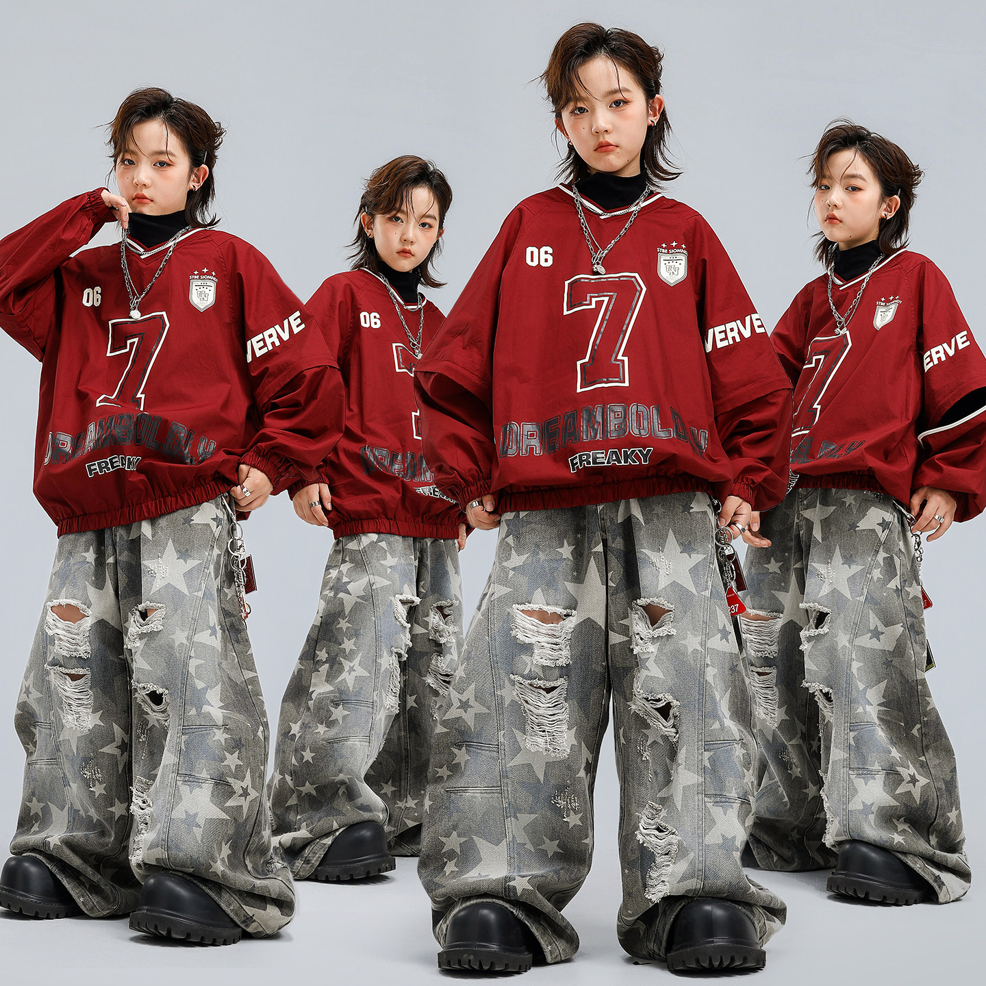 街舞儿童潮服男童嘻哈练功服套装酷帅表演hiphop女童街舞演出服装