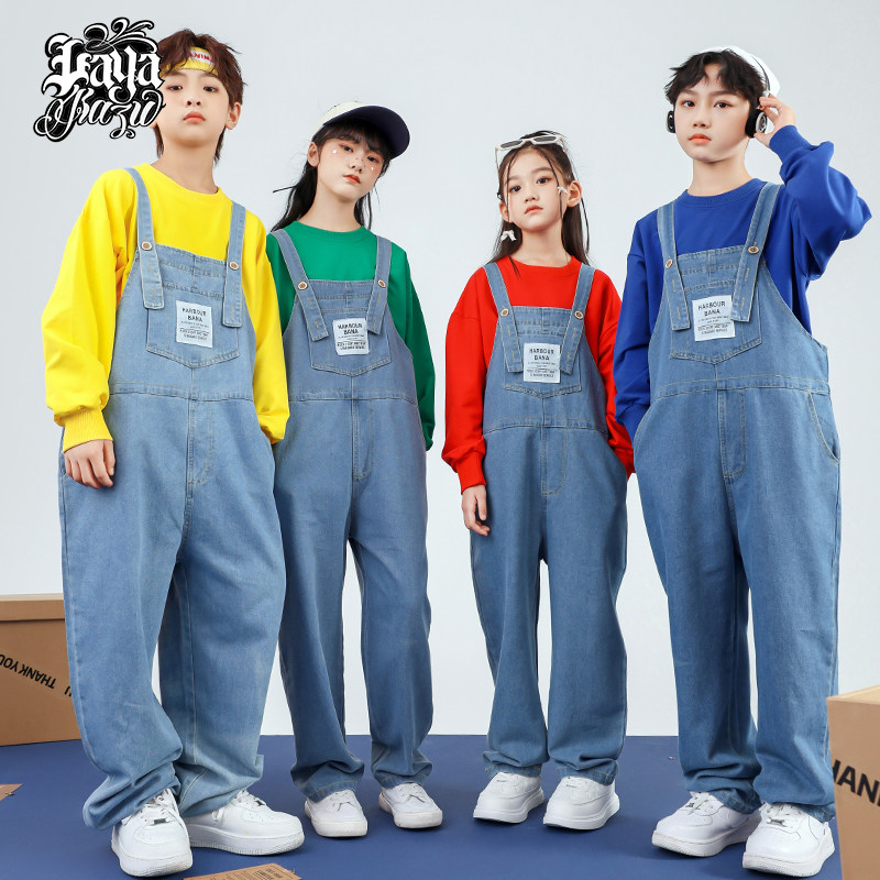 儿童啦啦队表演出服装女童背带裤小学生运动会开幕式合唱班服套装