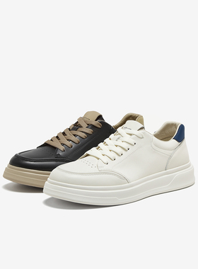 百思图25春商场新款舒适透气小白鞋板鞋厚底男运动休闲鞋30259AM5