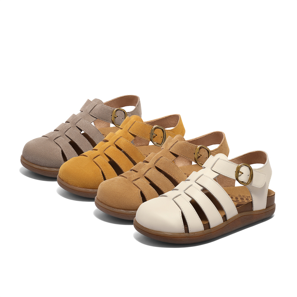 森达南瓜麻薯勃肯凉鞋女2025夏商场同款罗马猪笼包头凉鞋4RN32BK5