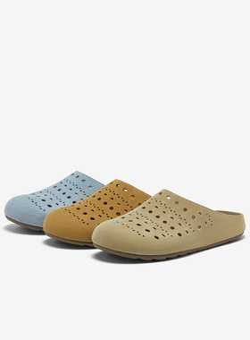 百思图2025夏季新款真皮懒人勃肯拖鞋洞洞鞋女包头拖鞋D3076BH5