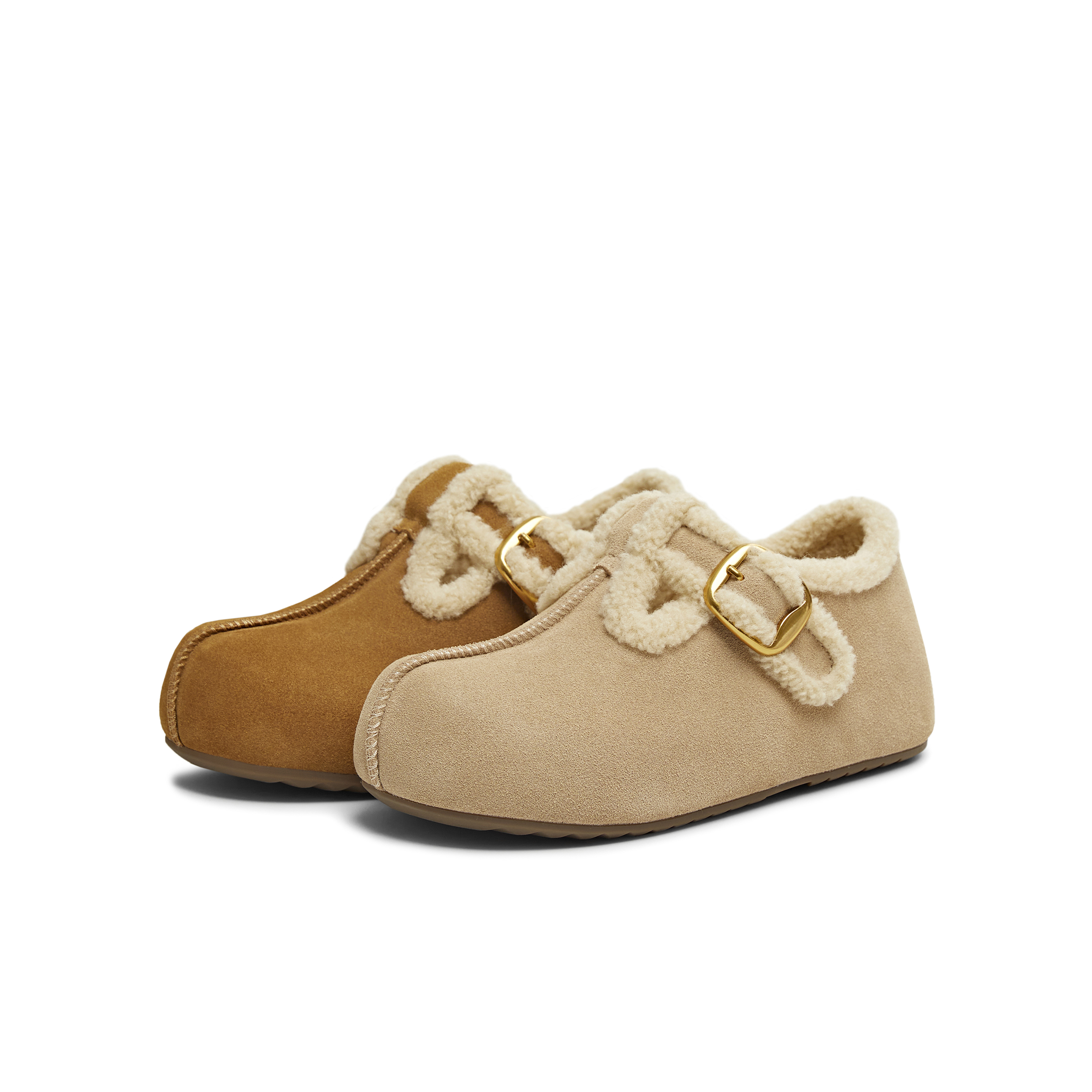 天美意厚底加绒毛毛鞋勃肯雪地靴女棉鞋短靴子2025冬新款BM321DA5