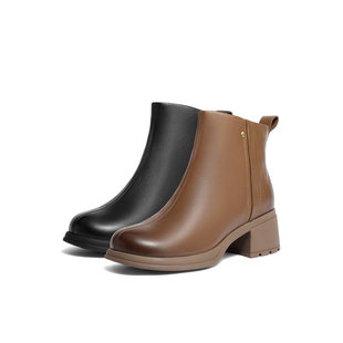 森达羊皮瘦瘦靴女2025冬新商场同款 靴4PQ52DD5 气质高级感时装