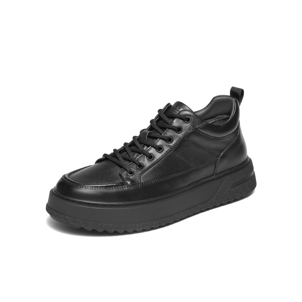 百丽男鞋厚底帮休闲板鞋男士25冬新款黑色鞋子加绒A2165DM5,流行男鞋,高帮鞋,淘宝优惠券,粉丝福利购,淘宝优惠卷