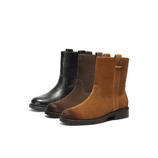 显瘦气质法式 森达时装 时尚 新款 休闲中筒靴ZTI69DZ5 靴女2025冬季