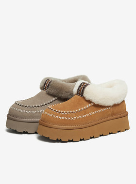 百思图2025冬季新款时尚毛毛鞋保暖棉鞋厚底加绒女雪地靴L0928DD5