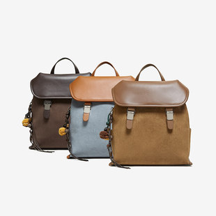 复古书包短途旅行双肩背包女JA259DX5 时尚 百思图2025冬季 商场新款