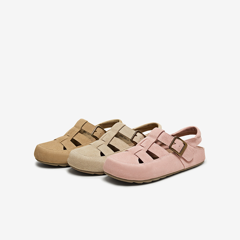 百思图2025夏季商场新款复古勃肯鞋猪笼鞋平底镂空女凉鞋D3006BH5,女鞋,勃肯鞋/软木鞋,淘宝优惠券,粉丝福利购,淘宝优惠卷