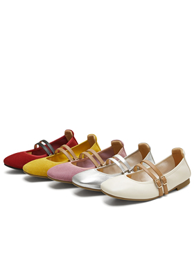 天美意25夏复古软底红色芭蕾玛丽珍皮鞋女平底鞋浅口单鞋KM096CQ5