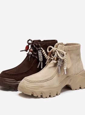 思加图2025冬季新款沙丘电音运动靴短靴厚底增高时装靴女EIX02DD5