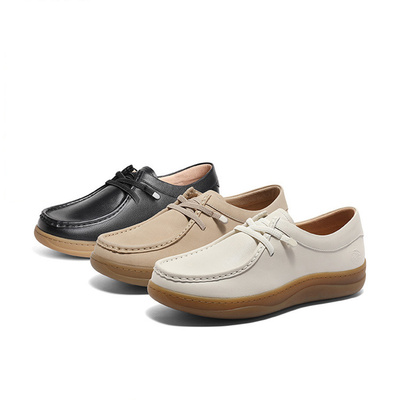 森达2024春真皮休闲平底鞋