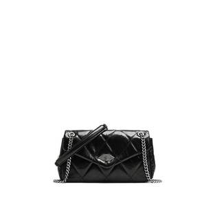 思加图2025夏季 通勤黑色百搭小方包菱格链条包单肩包X8194BX5 新款