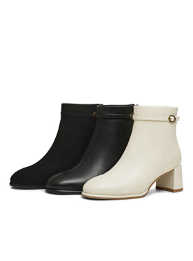 天美意复古粗跟时装靴皮靴女鞋高跟短靴瘦瘦靴2025冬新款BK032DD5