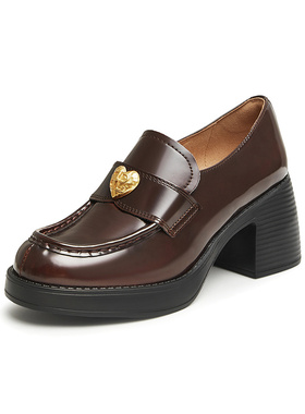 Tata他她英伦风粗跟乐福鞋女一脚蹬小皮鞋单鞋2024春新款7ZG25AA4