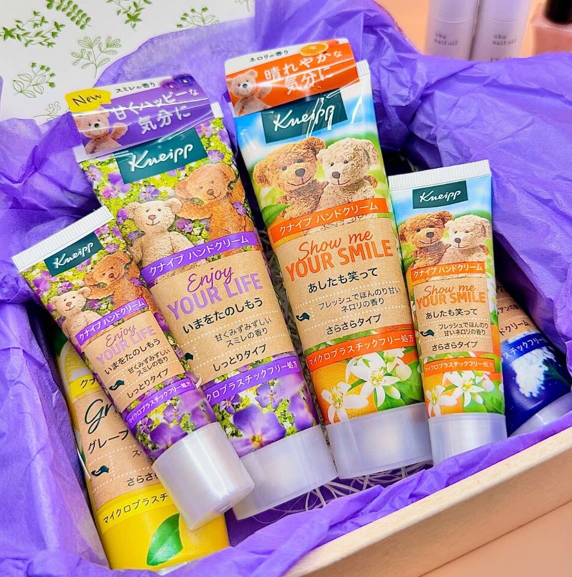 现货 日本版Kneipp泰迪熊设计植物精油花香滋润修护不油腻护手霜