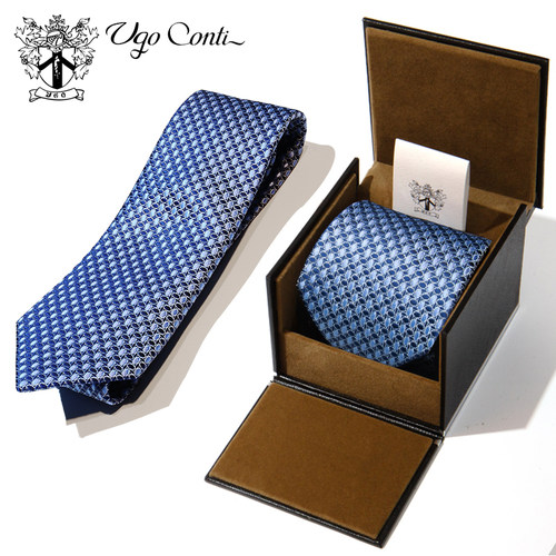 意大利蓝色真丝领带男正装商务