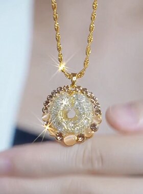 2025新款气质百搭金丝网状圈圈吊坠项链女精致轻奢ins风锁骨链