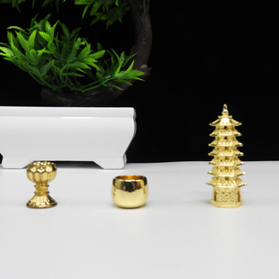 三宝佛法器释迦牟尼佛钵盂药师佛宝塔阿弥陀佛莲花合金配件托塔具