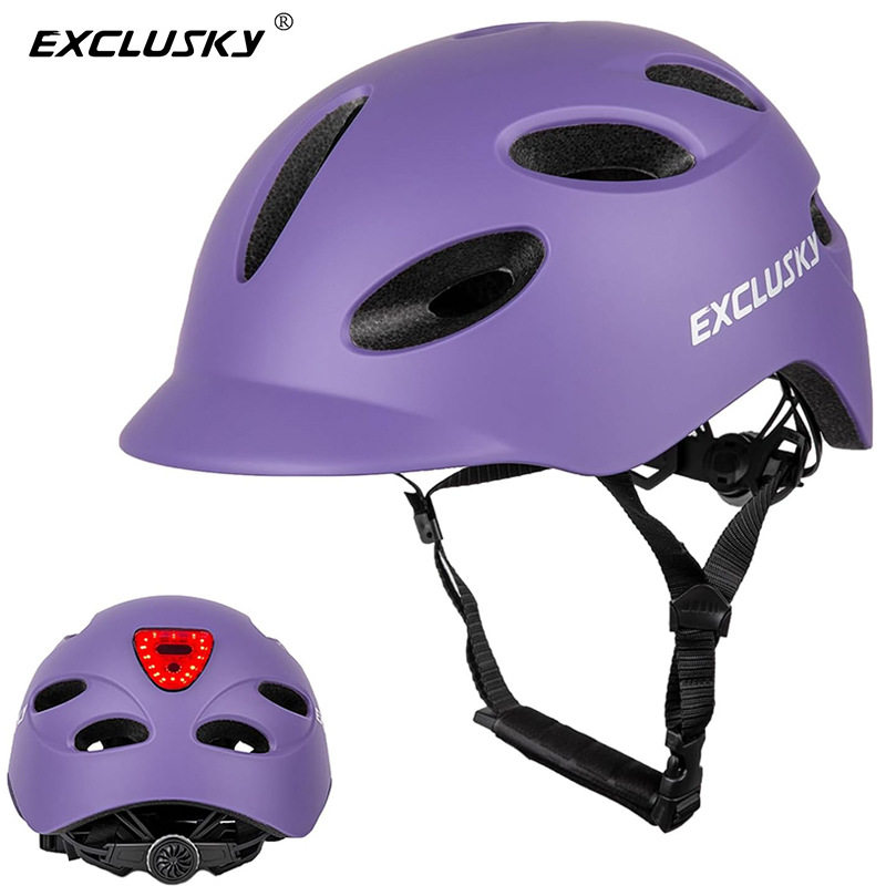 城市通勤自行车头盔代驾骑行头盔带充电尾灯可调节男女自行车头盔