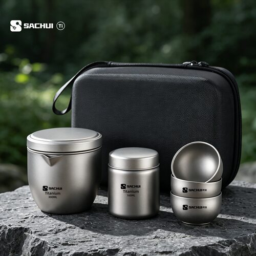纯钛泡茶壶旅行茶具套装便携式泡茶壶带滤网快客杯户外独饮小茶具