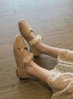 法式绝美不累脚单鞋韩版浅口单鞋女春季平底学生复古芭蕾奶奶鞋仙