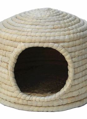 室外过冬鸡窝超实用手工编织城堡草窝秋冬新宠兔仓鼠鸽子窝保暖芦