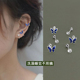 独特蓝色蝴蝶耳钉女纯银针2025新款 潮螺丝拧设计感高级耳骨耳蜗钉