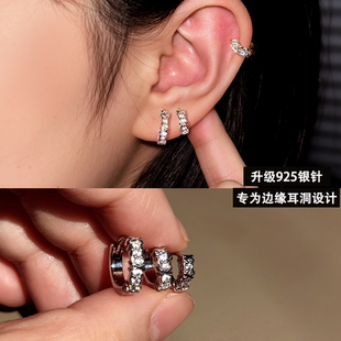 超小耳骨环925银针睡觉免摘迷你小耳圈耳扣侧耳骨耳皮钉原创设计