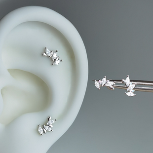 精致小耳钉女925纯银针养耳洞迷你高位边缘独特耳骨耳蜗钉小众