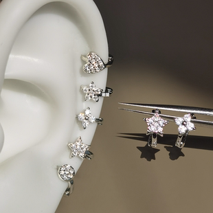 边缘迷你耳骨环925纯银针养耳洞睡觉免摘高位耳垂钉耳骨钉小耳圈