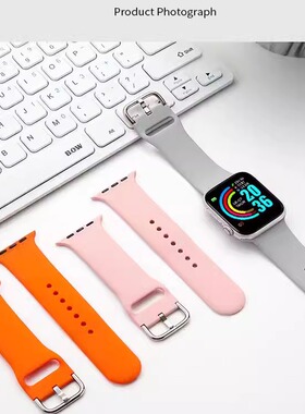 42/44/49mm表盘通用苹果铁扣硅胶表带适配iwatch华强北及儿童手表