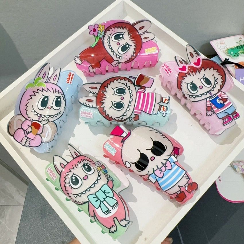 亚克力抓夹可爱卡通labubu抓发夹少女盘发鲨鱼夹百搭发卡夹子发饰