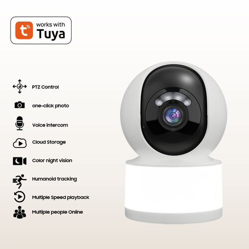 涂鸦Tuya跨境爆款监控摄像头带LED灯室内家用无线WiFi监控器高清
