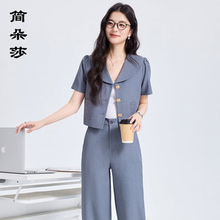 学院风短款西装套裤职业大学生考公面试大堂经理正装夏职场工作服