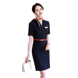 空姐职业包臀连衣裙春夏美容院教师面试正装售楼部销售工作服裙子